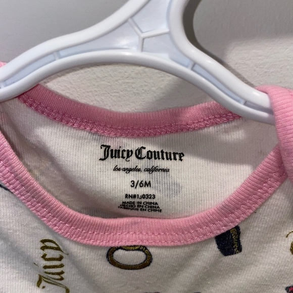 5/$15 Juicy Couture Baby Onesie with Pink Trim - Picture 3 of 4